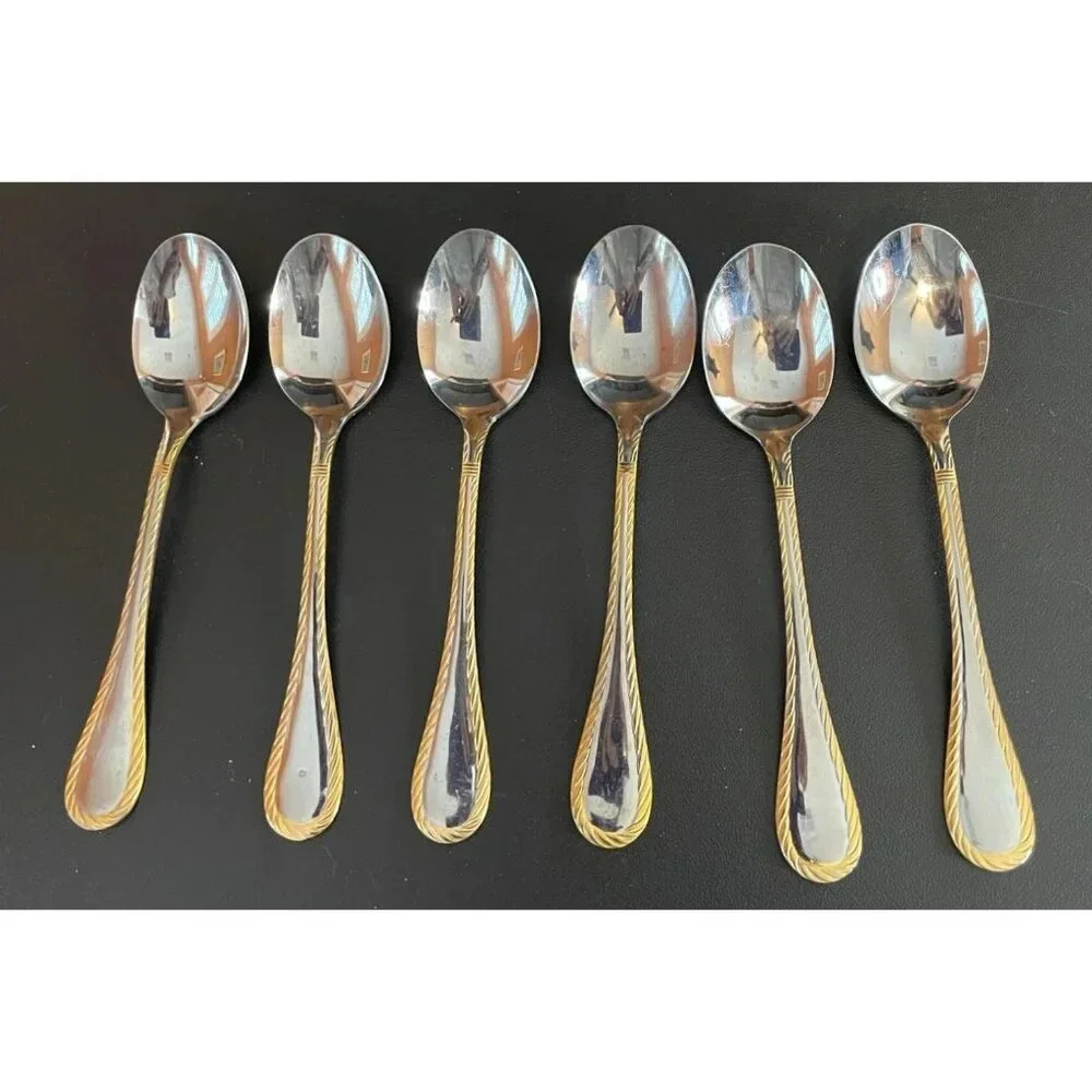 Cambridge Carlyle Gold Accents Rope Stainless Tablespoons Set Of‎ 6